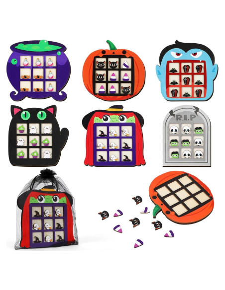 Juego de Tres en Raya Halloween DECYOOL 6 Tableros y Piezas Juego de Tres en Raya Halloween DECYOOL 6 Tableros y Piezas