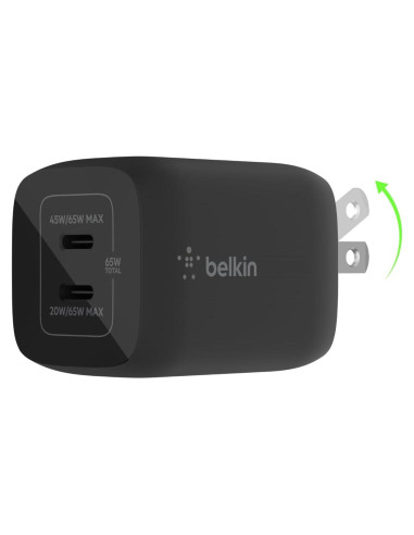 Cargador de pared USB-C Belkin 65W, carga rápida PD 3.0