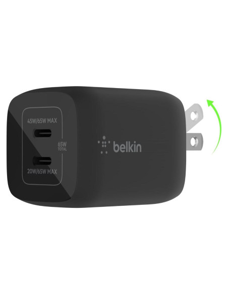 Cargador de pared USB-C Belkin 65W, carga rápida PD 3.0 Cargador de pared USB-C Belkin 65W, carga rápida PD 3.0
