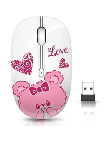 Ratón Inalámbrico JUHOO Óptico Silencioso para PC y Laptop Oso Ratón Inalámbrico JUHOO Óptico Silencioso para PC y Laptop Oso