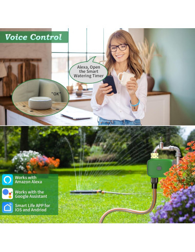 Temporizador de Riego WiFi UOUNE 20 Programaciones Verde
