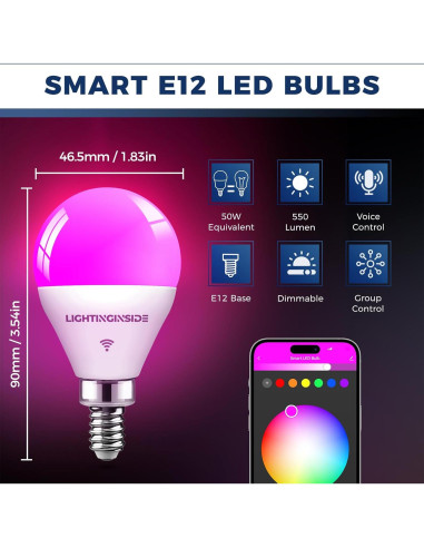 Bombillas Inteligentes E12 5W RGBW 4PCS Compatible con Alexa