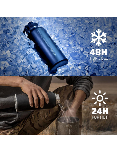 Botella de Agua Aislada OneTigris 0.91L con 3 Tapas Botella de Agua Aislada OneTigris 0.91L con 3 Tapas