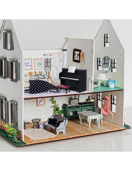 Piano Miniatura Vertical TOYANDONA con Taburete Negro Piano Miniatura Vertical TOYANDONA con Taburete Negro