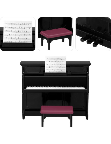 Piano Miniatura Vertical TOYANDONA con Taburete Negro Piano Miniatura Vertical TOYANDONA con Taburete Negro
