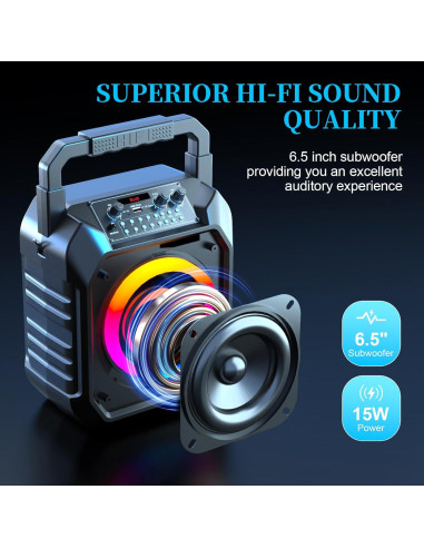 Máquina de Karaoke HUABAO A108 con 2 Micrófonos y Luces LED