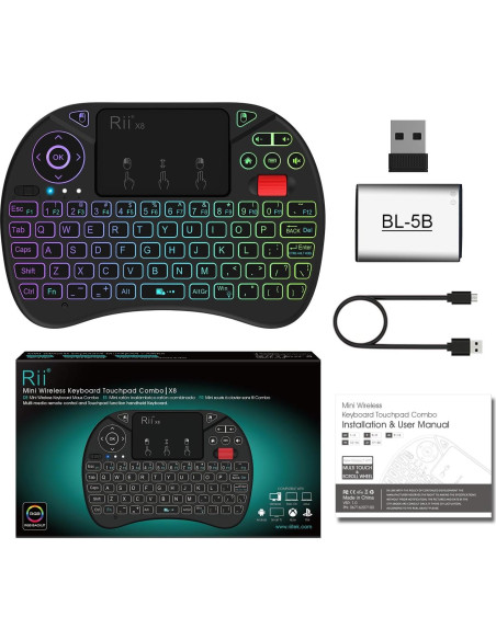 Teclado Inalámbrico Rii X8 con Touchpad y RGB Teclado Inalámbrico Rii X8 con Touchpad y RGB