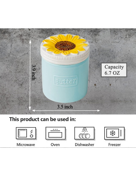 Crock de Mantequilla Cerámica Xinruicheng Girasol 190g Crock de Mantequilla Cerámica Xinruicheng Girasol 190g