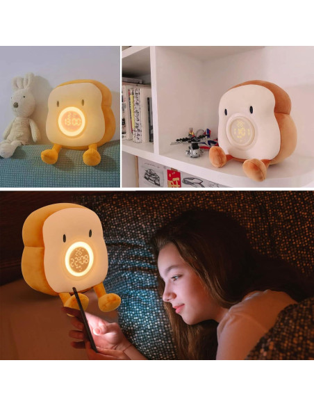 Reloj Despertador QANYI Tostada de Peluche con Luz Nocturna Reloj Despertador QANYI Tostada de Peluche con Luz Nocturna