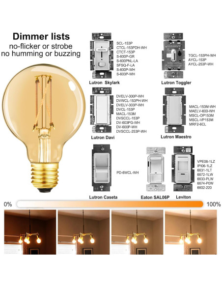 Bombilla LED Dimmable LEOOLS G25 E26 6W 600LM Ámbar 4Pack Bombilla LED Dimmable LEOOLS G25 E26 6W 600LM Ámbar 4Pack
