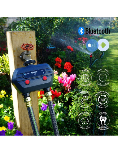 Temporizador de Agua Bluetooth Eden 93442 2 Zonas Riego Inteligente
