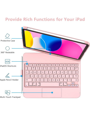 Funda Teclado GGH con Trackpad para iPad 11" y 10" Oro Rosa