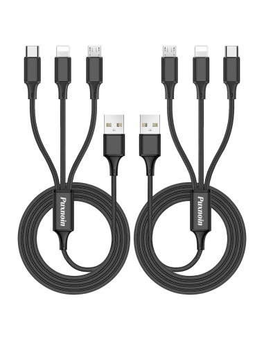 Cable de Carga Múltiple Puxnoin 2Pack 1.83m USB Tipo C Micro USB