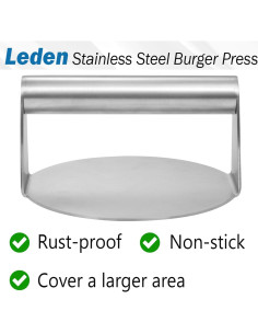 Prensa de Hamburguesas Leden 16 cm Acero Inoxidable Antiadherente 2