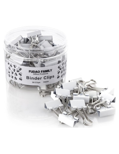 Mini Clips de Carpeta Blancos FUDAO FAMILY 19mm Paquete 50