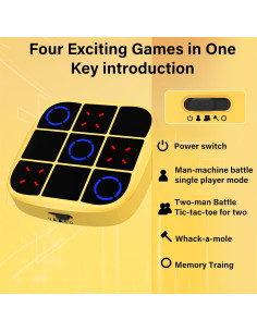 Juego Electrónico Tic Tac Toe KOQQQ 4-en-1 Portátil Amarillo 2