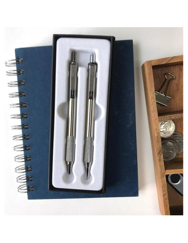 Set de Lápiz Mecánico y Bolígrafo Zebra Pen 701 Acero Inoxidable