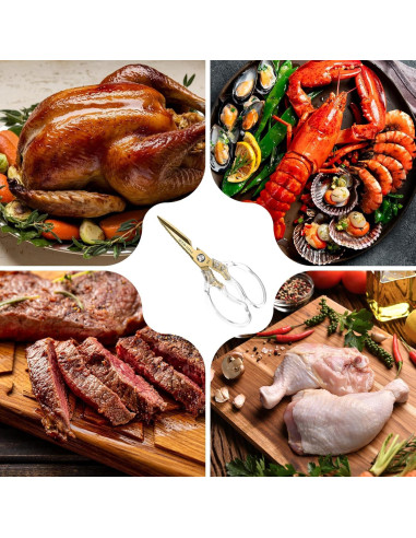 Tijeras de Cocina M METERXITY 230g Acero Inoxidable Doradas