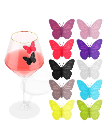 10 Marcadores de Copas de Vino de Silicona CIATBYYJ Multicolores 10 Marcadores de Copas de Vino de Silicona CIATBYYJ Multicolores