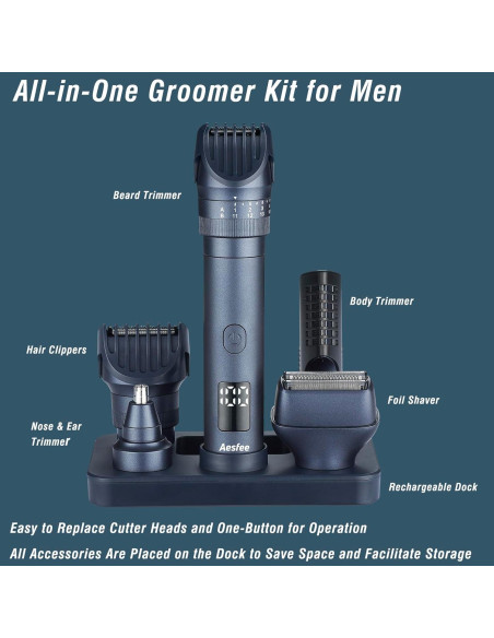 Recortadora de Barba Aesfee AF-8098 5-en-1 Impermeable Recortadora de Barba Aesfee AF-8098 5-en-1 Impermeable