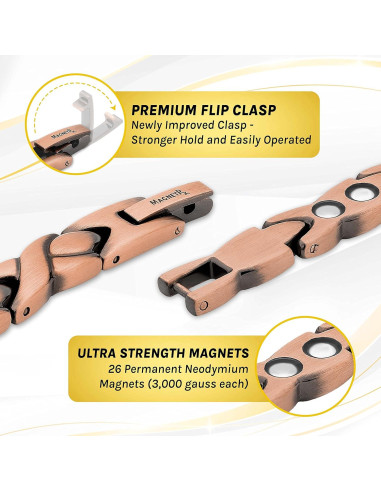 Pulsera Magnética de Cobre MagnetRX Estilo XO Ajustable
