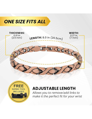 Pulsera Magnética de Cobre MagnetRX Estilo XO Ajustable