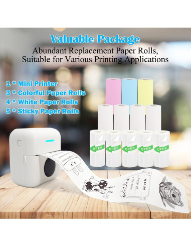 Impresora Mini Portátil Vicbear MP Sin Tinta 12 Rollos