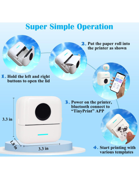 Impresora Mini Portátil Vicbear MP Sin Tinta 12 Rollos Impresora Mini Portátil Vicbear MP Sin Tinta 12 Rollos