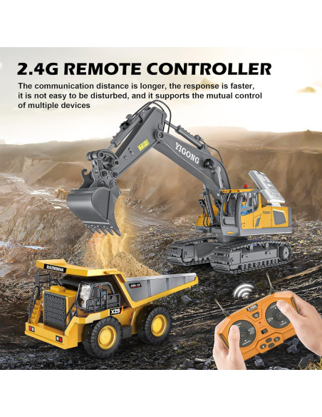 Excavadora RC CANKETEC 1:20 Recargable 11 Canales con Luz Excavadora RC CANKETEC 1:20 Recargable 11 Canales con Luz