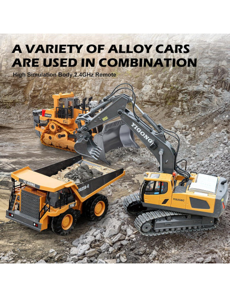 Excavadora RC CANKETEC 1:20 Recargable 11 Canales con Luz Excavadora RC CANKETEC 1:20 Recargable 11 Canales con Luz