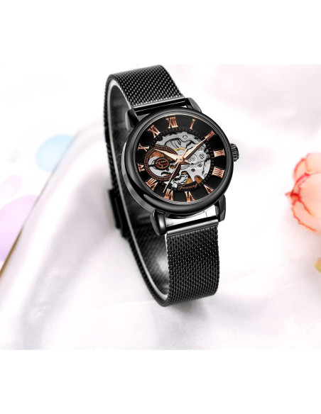 Reloj mecánico Gosasa para mujer con correa de malla Reloj mecánico Gosasa para mujer con correa de malla