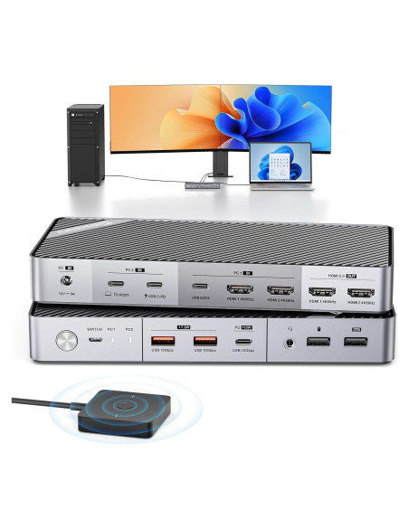 KVM Switch Doble Monitor 4K HDMI Minisopuru USB-C 15W KVM Switch Doble Monitor 4K HDMI Minisopuru USB-C 15W
