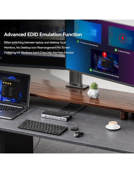 KVM Switch Doble Monitor 4K HDMI Minisopuru USB-C 15W KVM Switch Doble Monitor 4K HDMI Minisopuru USB-C 15W