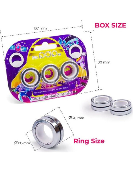 Anillos Magnéticos FinGears - Juego de 3 - Antiestrés Anillos Magnéticos FinGears - Juego de 3 - Antiestrés