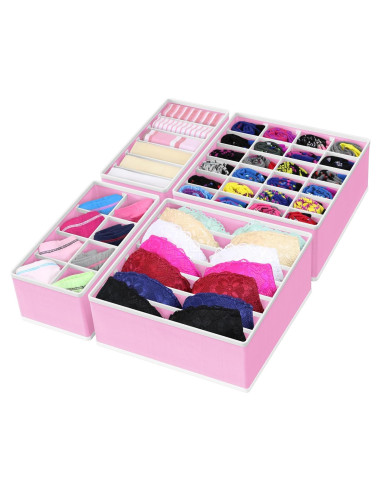 Conjunto de Organizadores de Cajón Simple Houseware 4 Paquetes Rosa