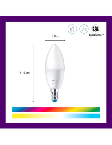 Bombilla LED Inteligente WiZ B12 40W Multicolor E12