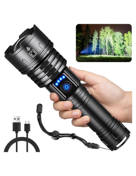 Linterna Táctica WopkDupk 990000LM Recargable LED Impermeable Linterna Táctica WopkDupk 990000LM Recargable LED Impermeable