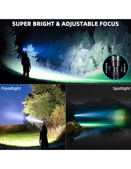 Linterna Táctica WopkDupk 990000LM Recargable LED Impermeable Linterna Táctica WopkDupk 990000LM Recargable LED Impermeable