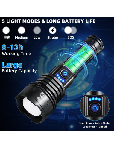 Linterna Táctica WopkDupk 990000LM Recargable LED Impermeable