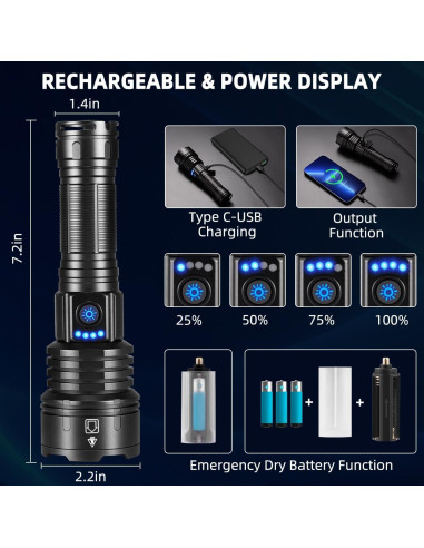 Linterna Táctica WopkDupk 990000LM Recargable LED Impermeable