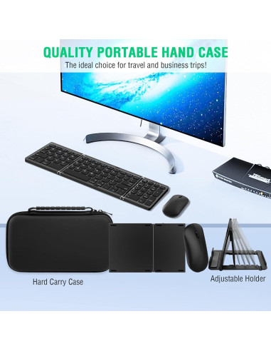 Combo Teclado y Ratón Plegables EDJO Inalámbrico 2.4G/Bluetooth
