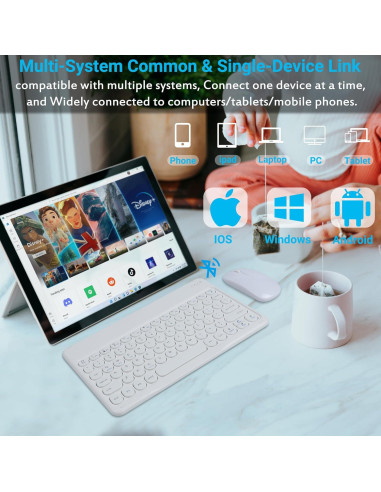 Combo Teclado y Ratón Bluetooth FLY WAY Ultra Delgado Blanco