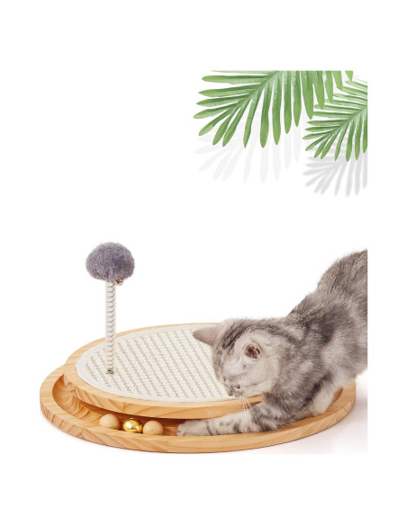 Rascador para Gatos LMUGOOS con Pista y Bola de Resorte Rascador para Gatos LMUGOOS con Pista y Bola de Resorte