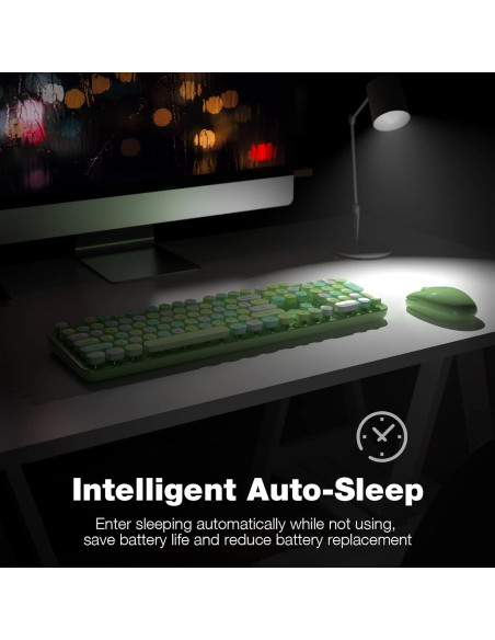 Combo Teclado y Ratón Inalámbrico MOFII Verde Colorido Combo Teclado y Ratón Inalámbrico MOFII Verde Colorido