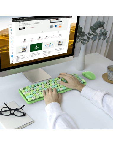 Combo Teclado y Ratón Inalámbrico MOFII Verde Colorido