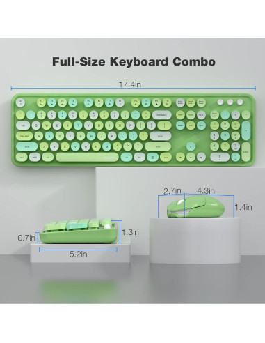 Combo Teclado y Ratón Inalámbrico MOFII Verde Colorido