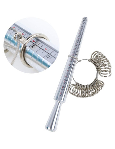 Medidor de Tamaño de Anillo NIUPIKA 27 Piezas Aluminio