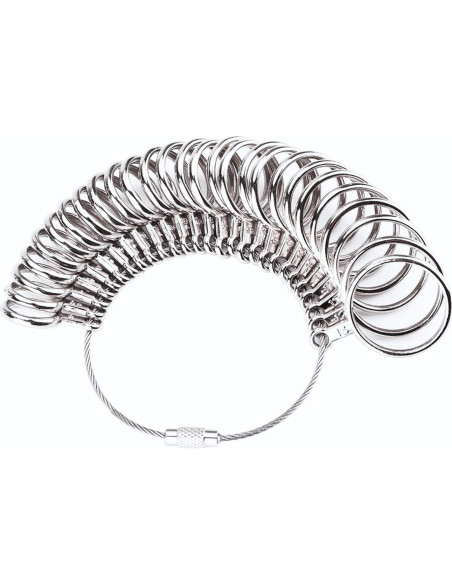 Calibrador de Anillo Mudder Acero Inoxidable 27 Pcs Tamaños 1-13 Calibrador de Anillo Mudder Acero Inoxidable 27 Pcs Tamaños 1-13