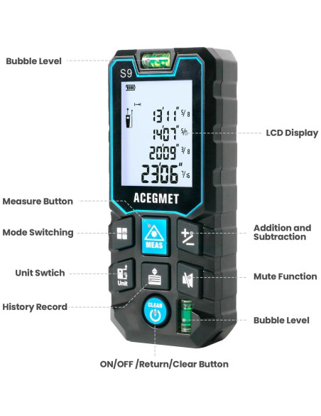 Medidor Láser ACEGMET S9 70m Pantalla LCD IP54 Medidor Láser ACEGMET S9 70m Pantalla LCD IP54