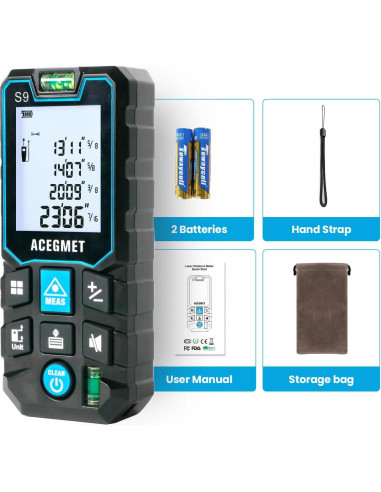 Medidor Láser ACEGMET S9 70m Pantalla LCD IP54
